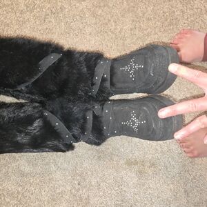 Black Faux Fur Heeled Boots